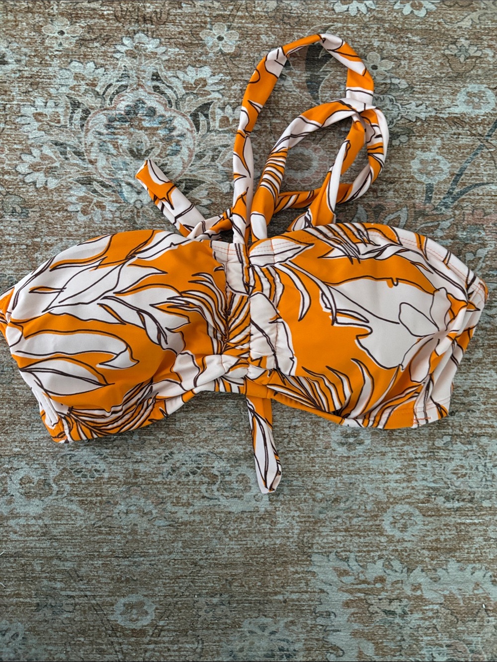 Kona Sol Orange and White Tropical Bandeau Camisole